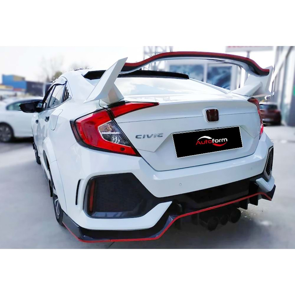 Honda Civic FC5 2016+ - Spoiler Type R Stil Bagaj Üzeri , İşlemsiz Ham Yüzey ABS 3 Parça