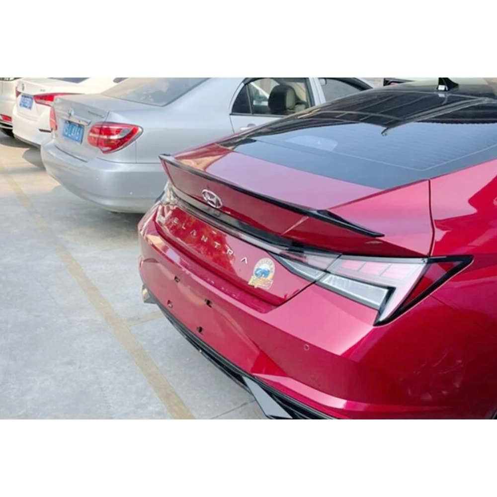 Hyundai Elantra 7 2021+ - Spoiler Oem V2B Stil Anatomik Bagaj Üzeri, Piano Black ABS