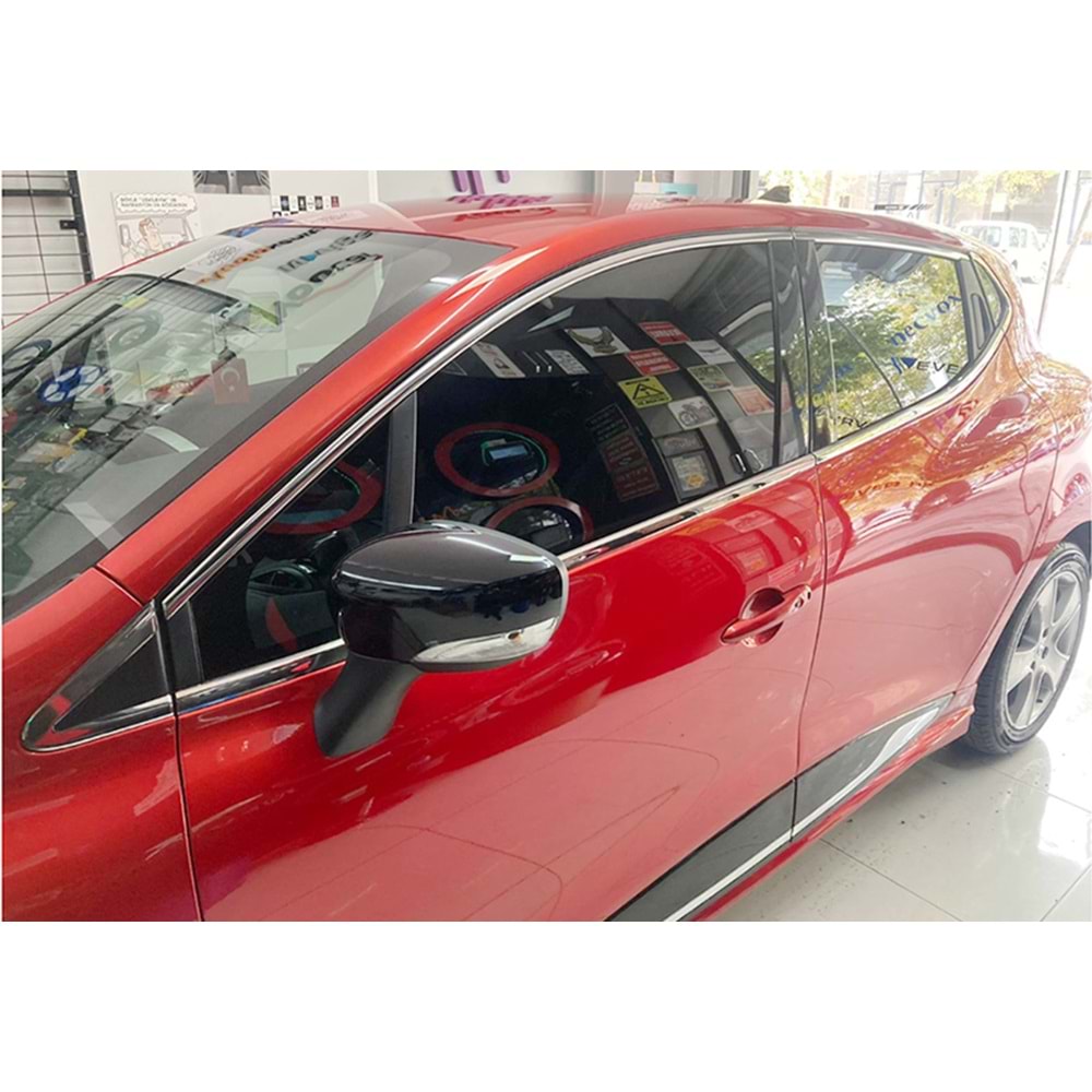 Renault Clio 4 2012+ - Krom Cam Çerçeve Seti, Paslanmaz Çelik Set