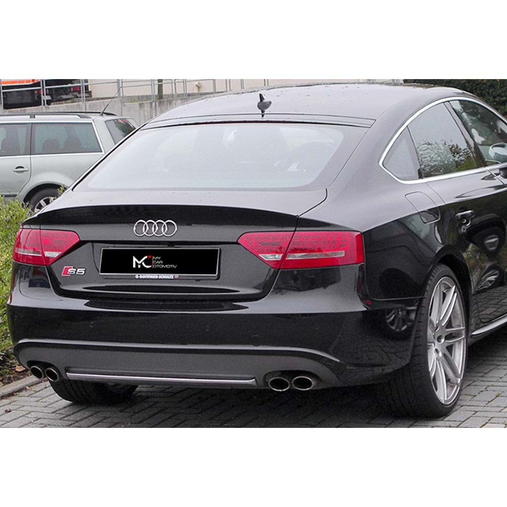 Audi A5 8T3 2007+ - Difüzör S5 Std. Sağ Sol Çiftli Çıkış, Mat Gri ABS