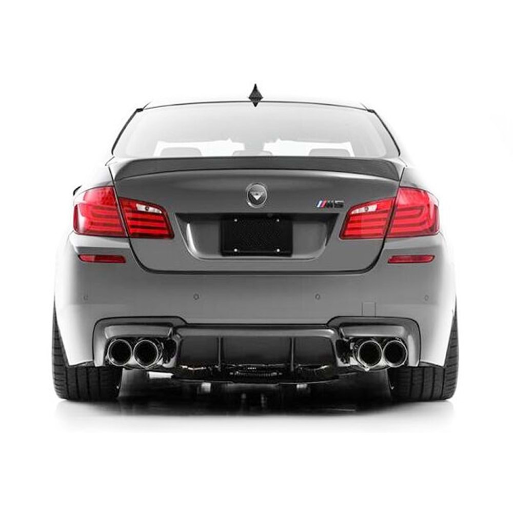BMW F10 2010+ - Difüzör/Arka, M5 Vorstainer V2 Stil, Sağ Sol Çiftli Çıkış, Piano Black Boyalı Ürün Yüzeyi, ABS