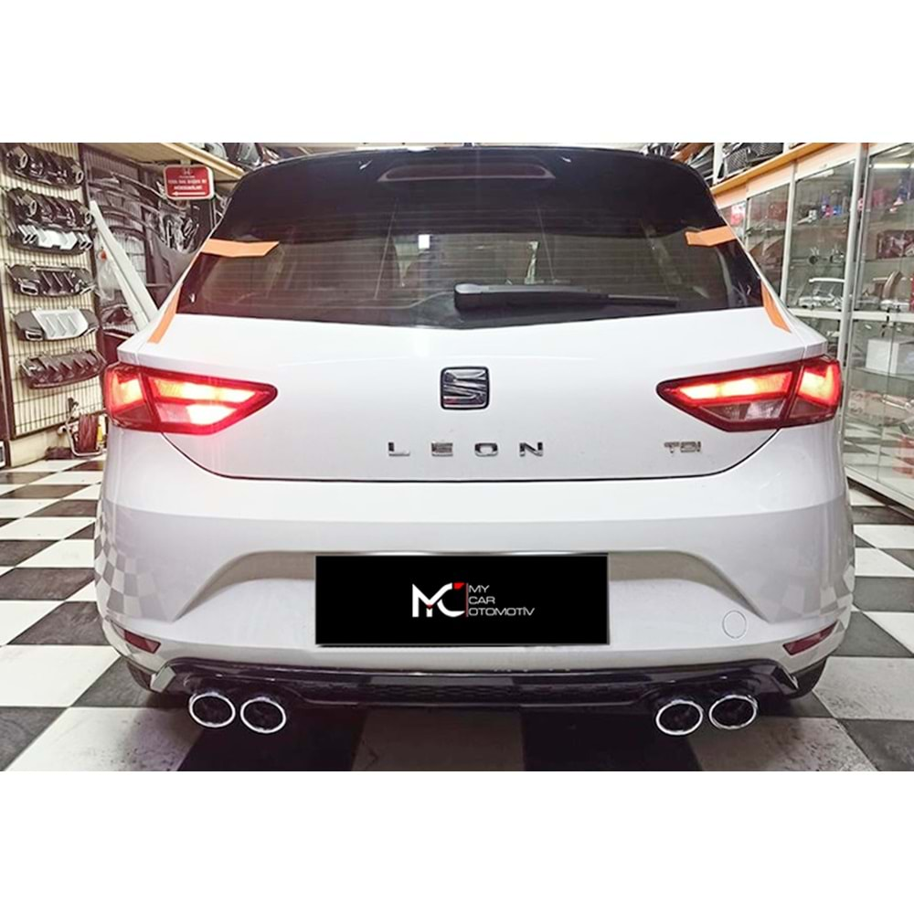 Seat Leon Mk3 2012+ - Difüzör FR V2 Stil Egzos Uçlu, Piano Black Boyalı Ürün Yüzeyi ABS Set