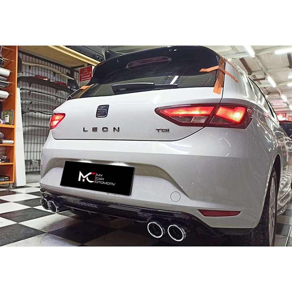 Seat Leon Mk3 2012+ - Difüzör FR V2 Stil Egzos Uçlu, Piano Black Boyalı Ürün Yüzeyi ABS Set