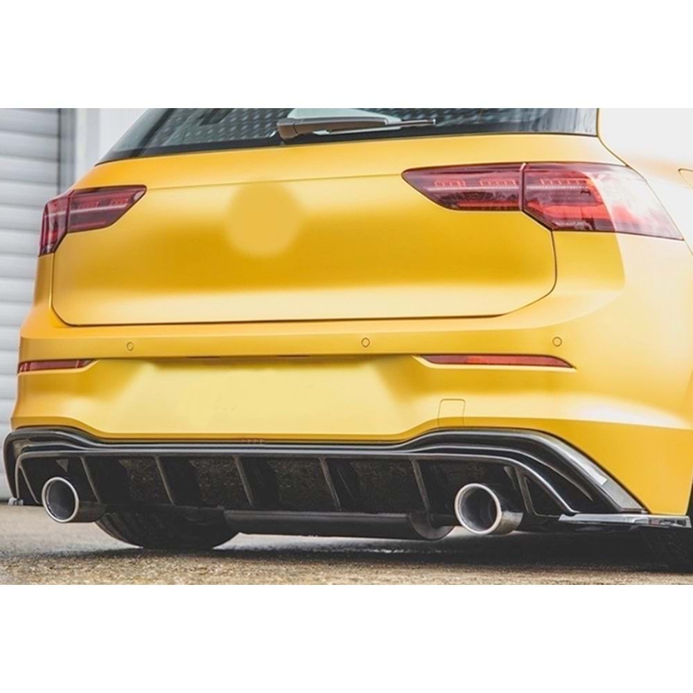 VW Golf Mk8 2019+ - Difüzör/Arka, GTI/TCR Stil, Sağ Sol Tekli Çıkış, Piano Black Boyalı Ürün Yüzeyi, ABS