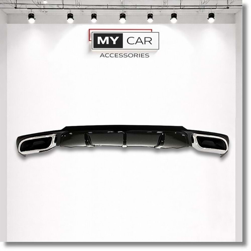 Opel Insignia B 2017+ - Difüzör/Arka, Oem Sport V1 Style, Krom Çerçeve, Piano Black Boyalı Ürün Yüzeyi, ABS, Set