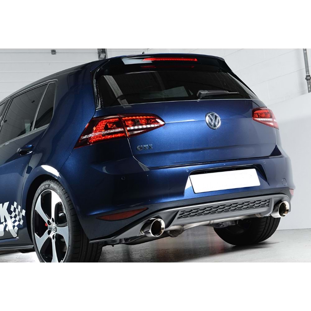 VW Golf Mk7 2012+ - Difüzör/Arka, GTI V2 Stil, Sağ Sol Tekli Çıkış, Piano Black Boyalı Ürün Yüzeyi, ABS