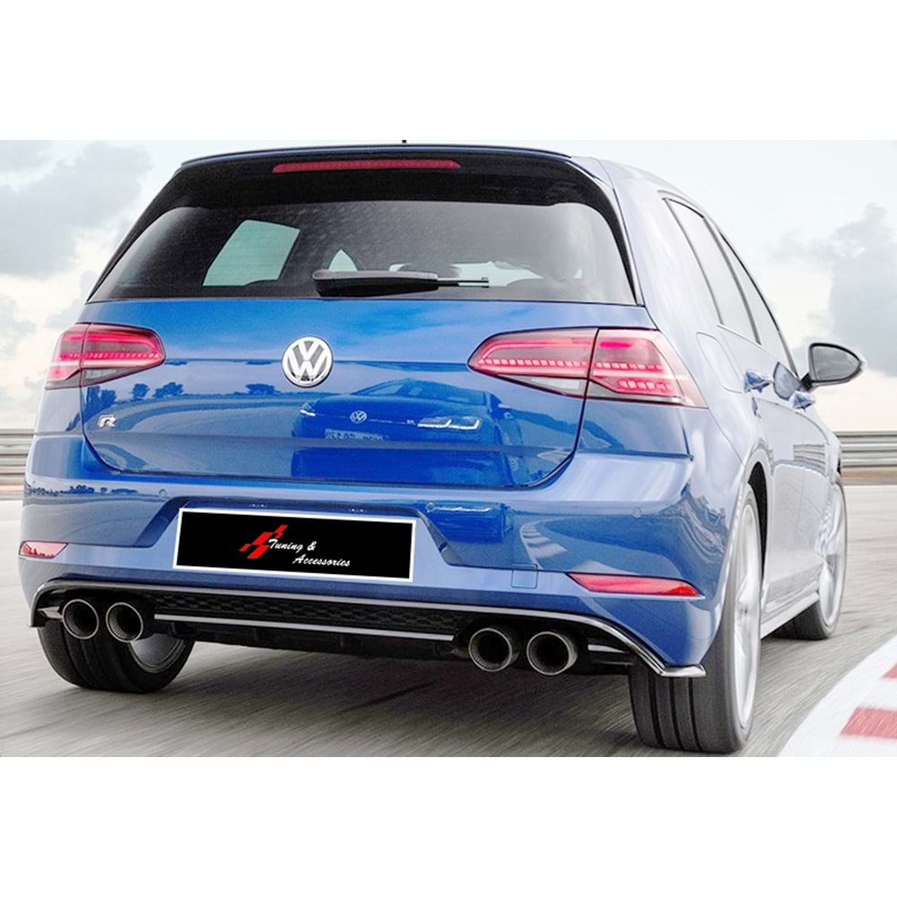 VW Golf Mk7 FL 2017 - Difüzör/Arka R V1 Stil, Egzos Uçlu, Piano Black Boyalı Ürün Yüzeyi, ABS, Set