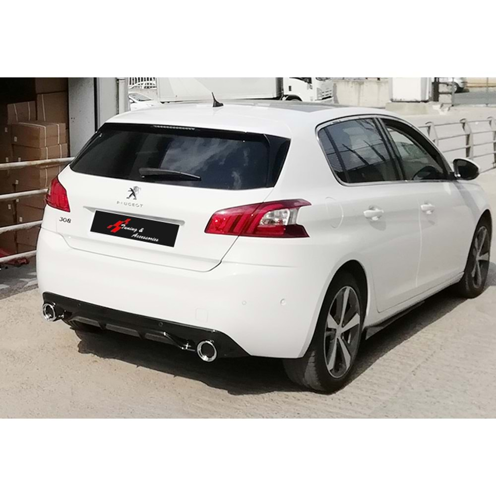 Peugeot 308 HB 2013+ - Difüzör/Arka Sport V1 Style, Egz. Ucu, Piano Black Ürün Yüzeyi, Vakum, Set