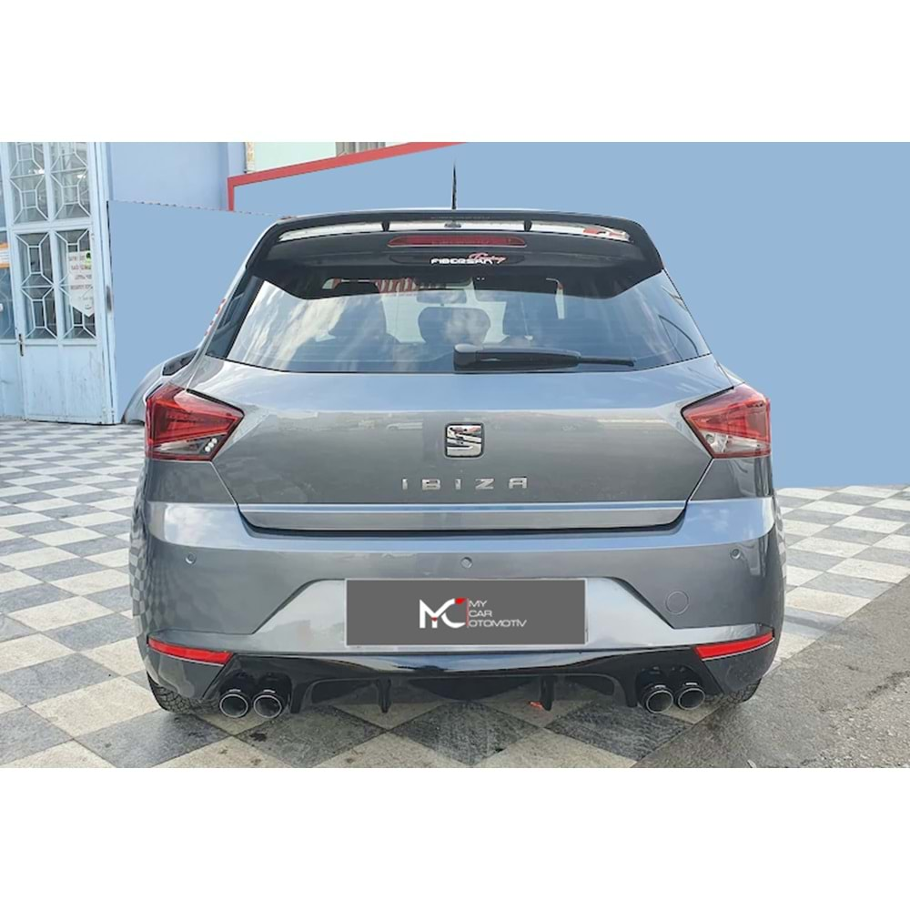 Seat Ibiza Mk5 2017+ - Difüzör Race Sağ Sol Çiftli Çıkış, Piano Black FRP