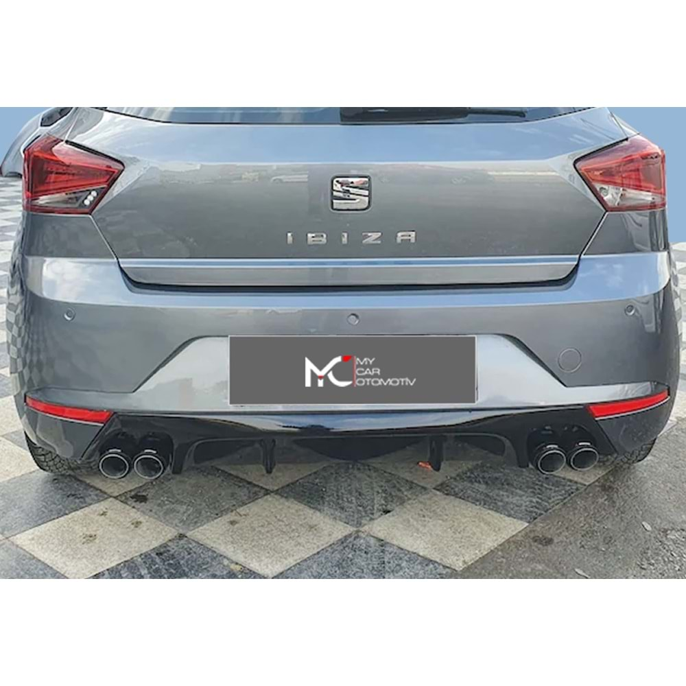 Seat Ibiza Mk5 2017+ - Difüzör Race Sağ Sol Çiftli Çıkış, Piano Black FRP