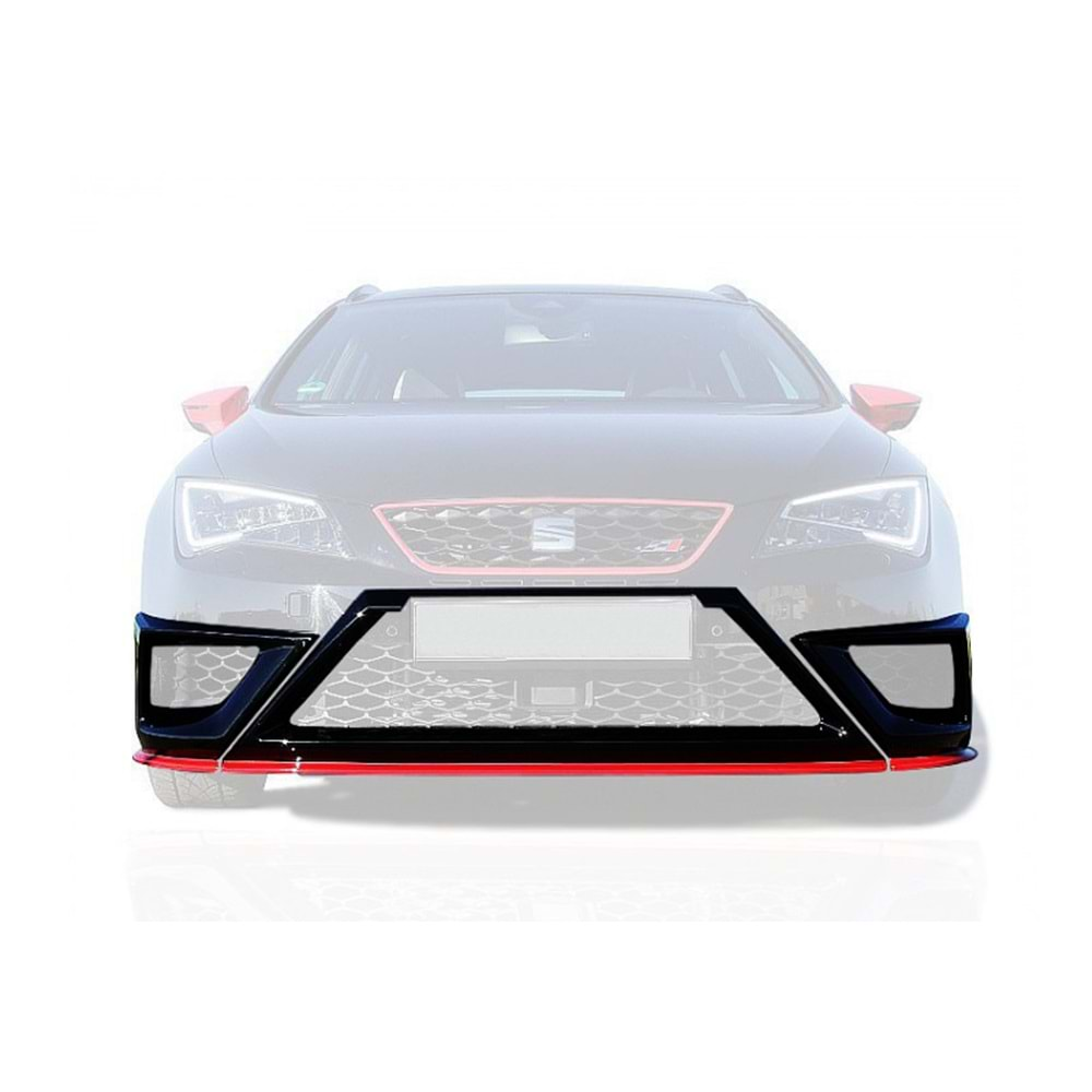 Seat Leon Mk3 2012+ - Ön Lip JE Design Stil, Mat Siyah Vkm.