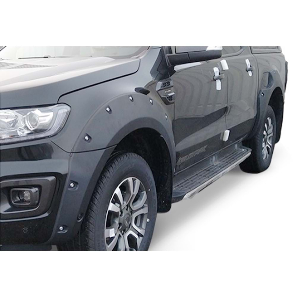 Ford Ranger T6 FL1 2015+ - Çamurluk Kaplaması Elegance V2 Vidalı, Mat Siyah ABS Set