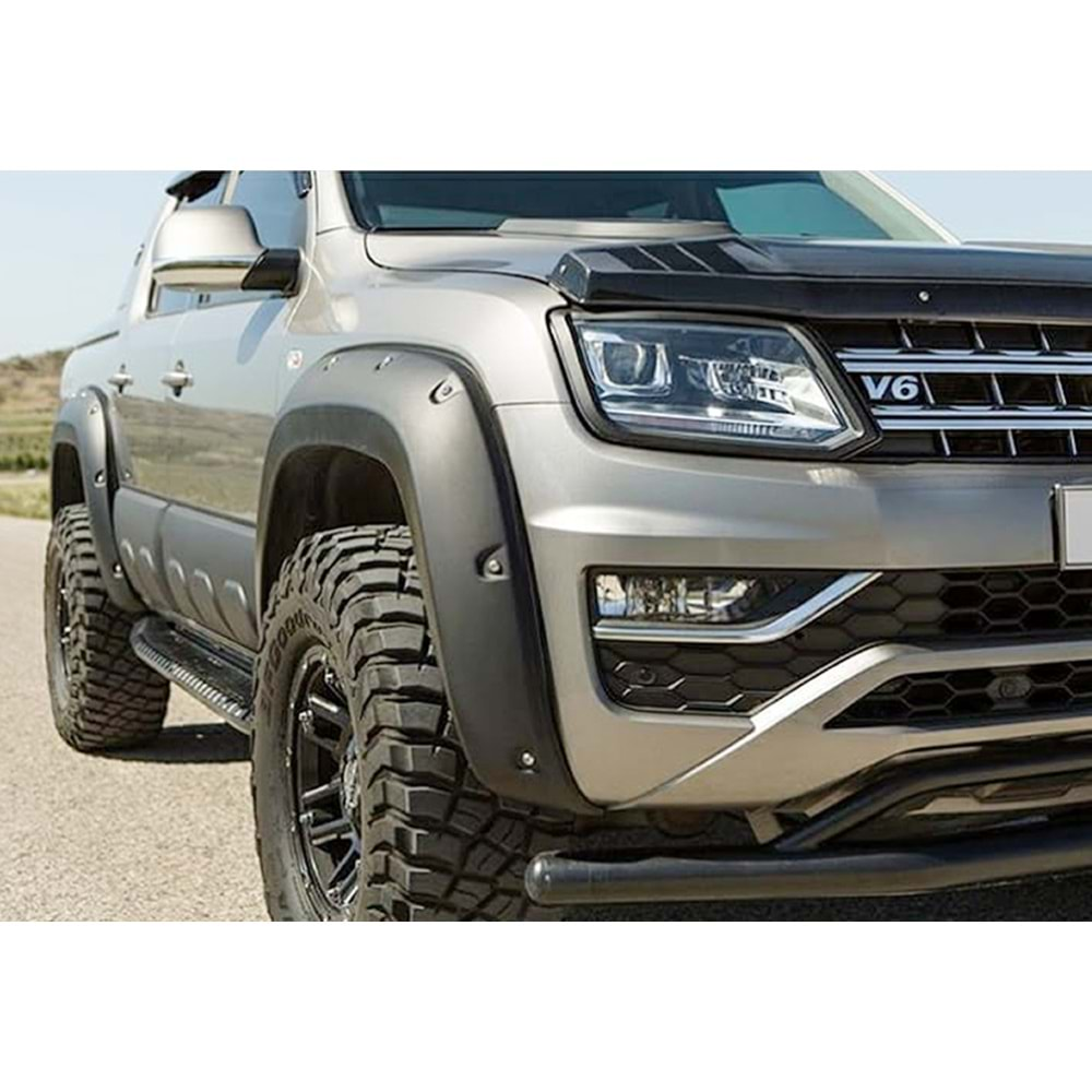 VW Amarok 1 FL2 2016+ - Çamurluk Kaplaması A Plus+ Elegance V3 Stil Vidalı AB, Mat Siyah Ürün Yüzeyi, Vkm., Set