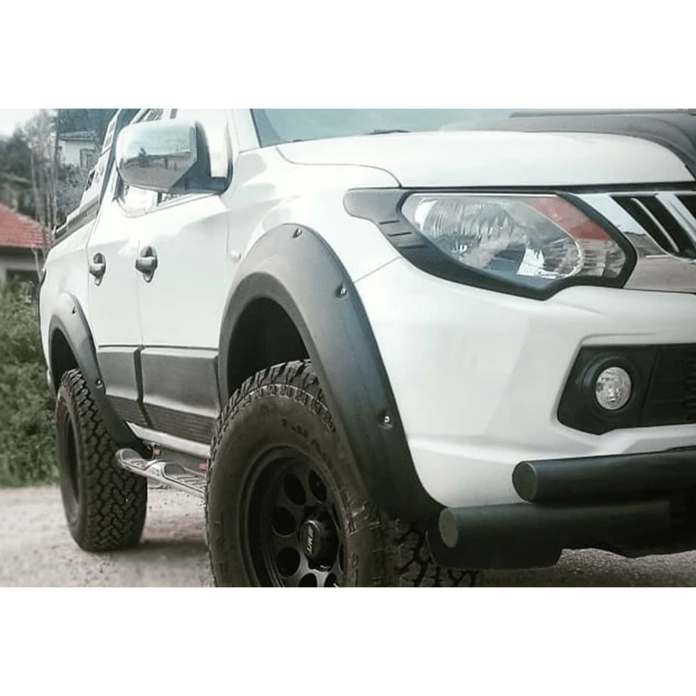 Mitsubishi L200 5 2015+ - Çamurluk Kaplaması A Plus+ Elegance V3 Stil Vidalı, Mat Siyah Ürün Yüzeyi Vkm. Set