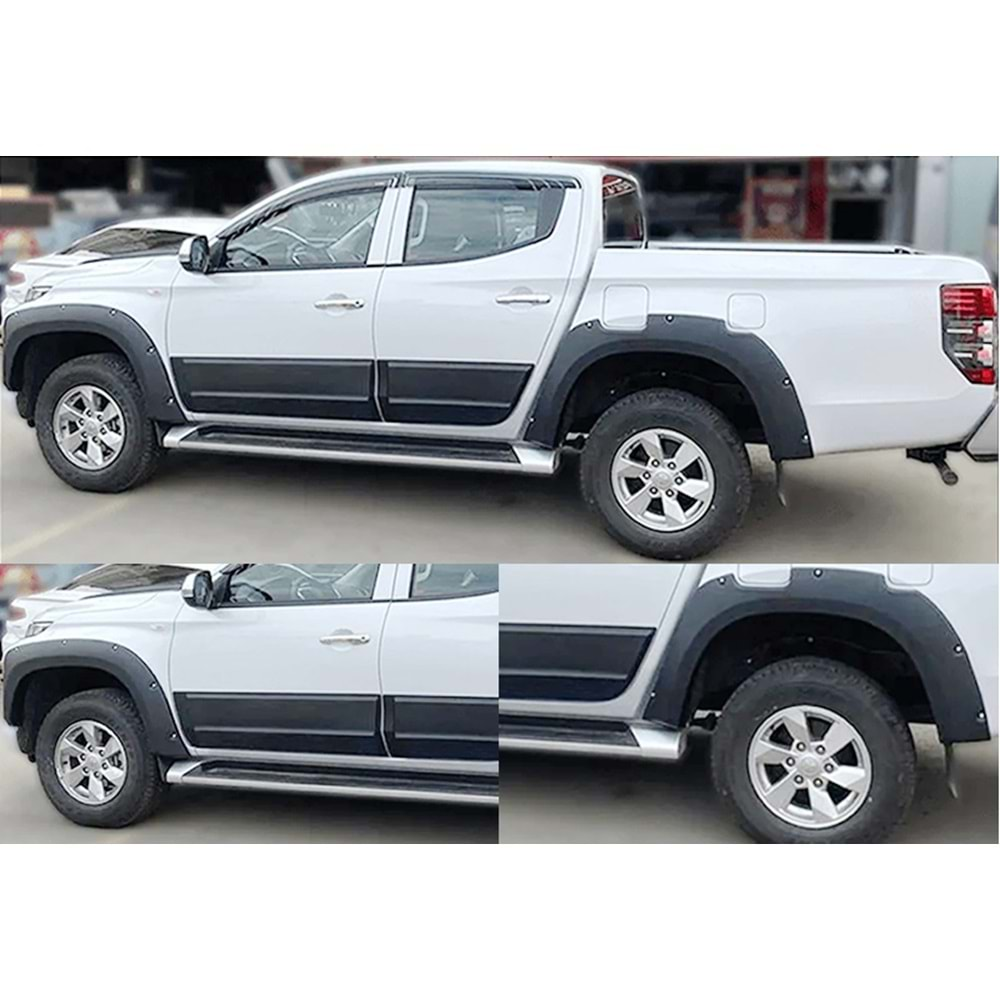 Mitsubishi L200 5 FL 2019+ - Çamurluk Kaplaması A Plus+ Elegance V3 Stil Vidalı, Mat Siyah Ürün Yüzeyi Vkm. Set