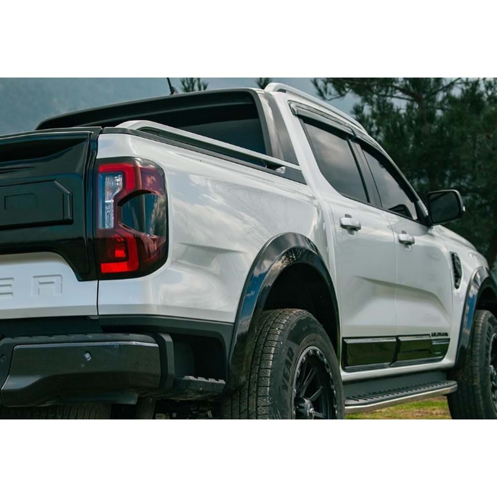 Ford Ranger T7 2022+ - Çamurluk Kaplaması/Üst, A Plus Sport V1 Stil, Mat Siyah Yüzey Vkm. Set