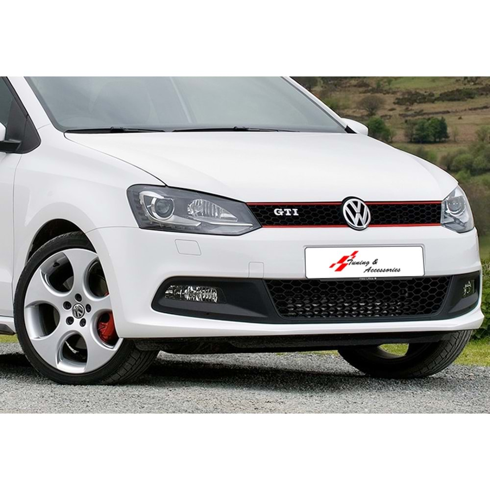 VW Polo Mk5 2009+ - Panjur GTI Stil, Kırmızı Şerit Piano Black Izgara ABS