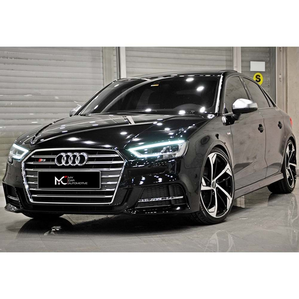 Audi A3 8V FL 2017+ - Panjur S3 Stil, Krm. Çerçeve Şerit Piano Black İç Yüzey ABS