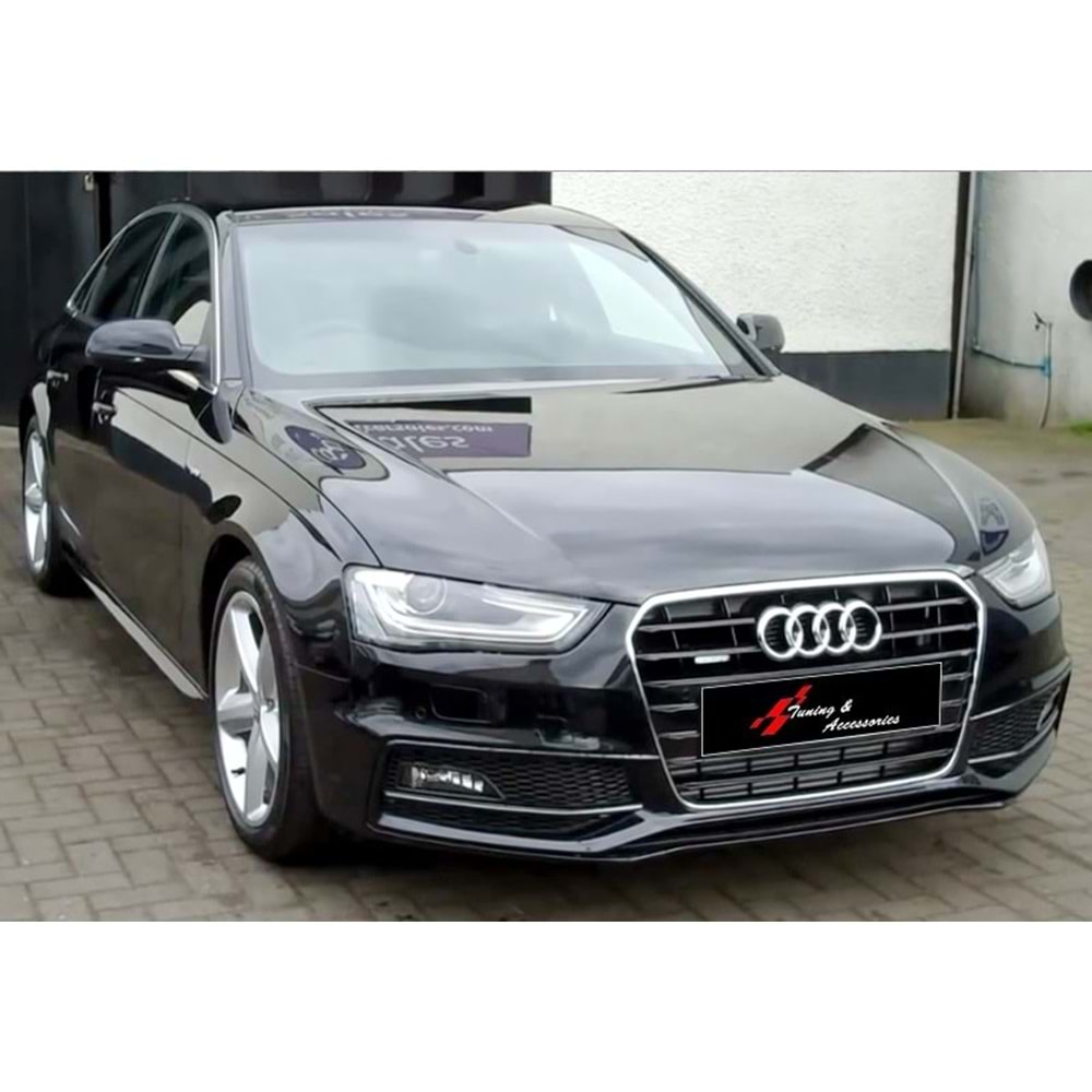 Audi A4 B8 FL 2012+ - Panjur S4 Stil, Krm. Çerçeve Şerit Piano Black İç Yüzey ABS