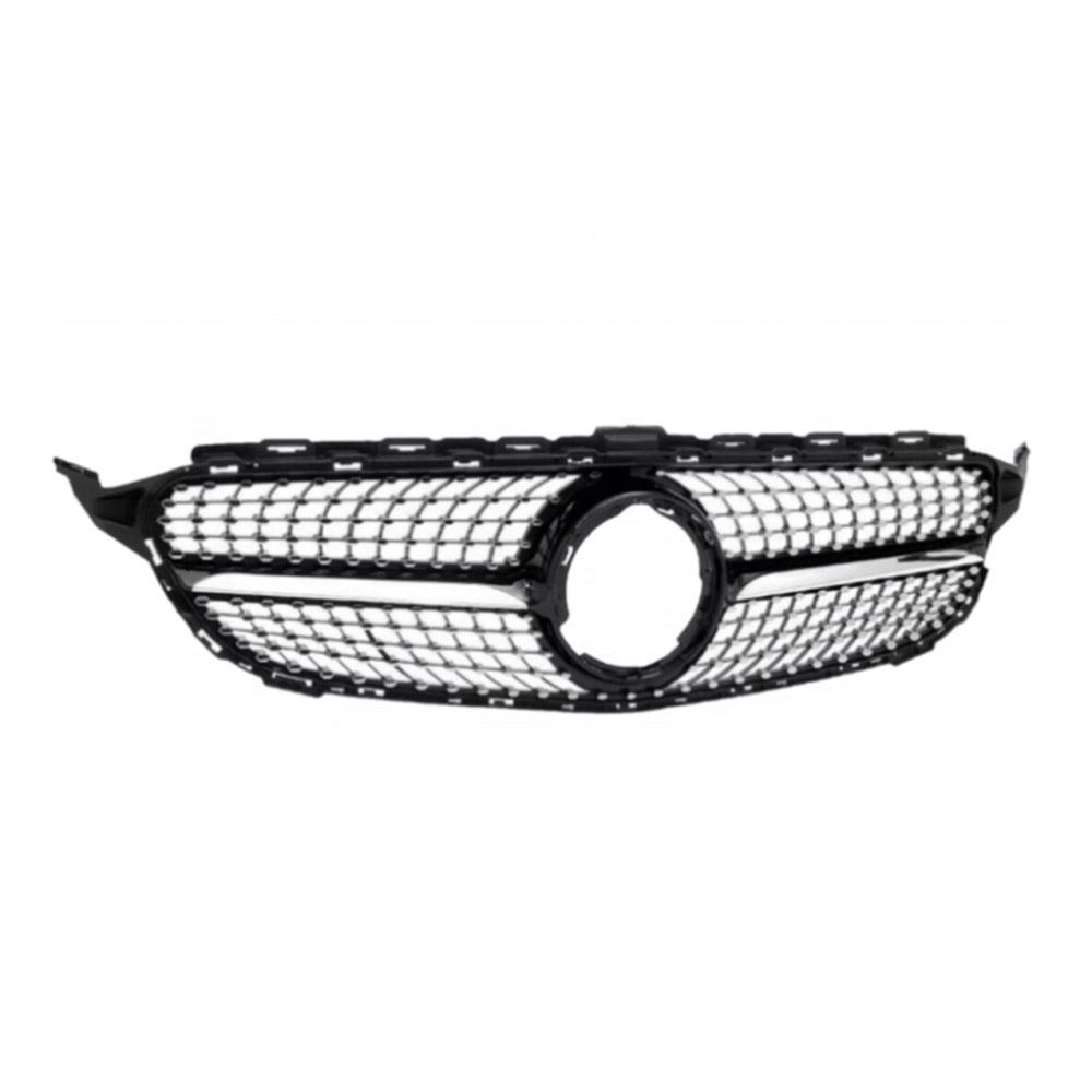 M. Benz W205 2015+ - Panjur/Ön Diamond Stil, Piano Black Üst Şerit/Krm. İç Yüzey, ABS