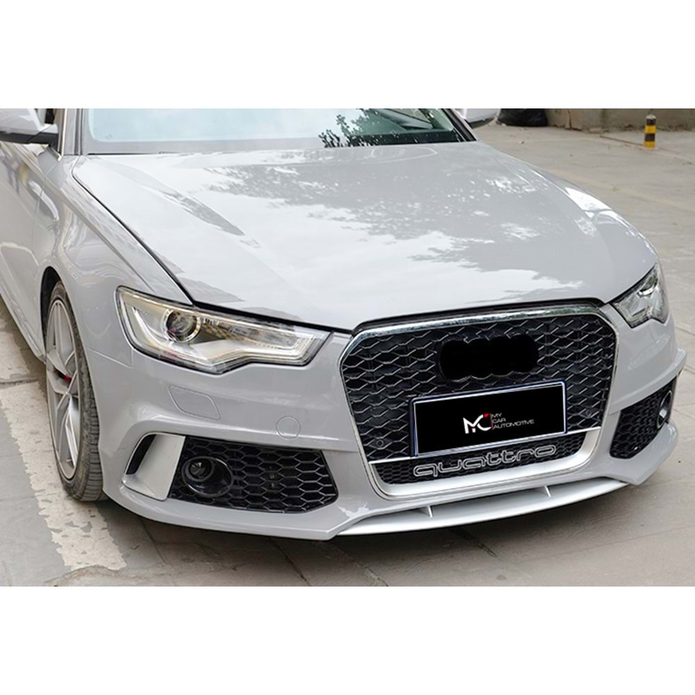 Audi A6 C7 FL 2015+ - Panjur RS6 Stil Quattro, Krm. Çerçeve Piano Black Izgara ABS