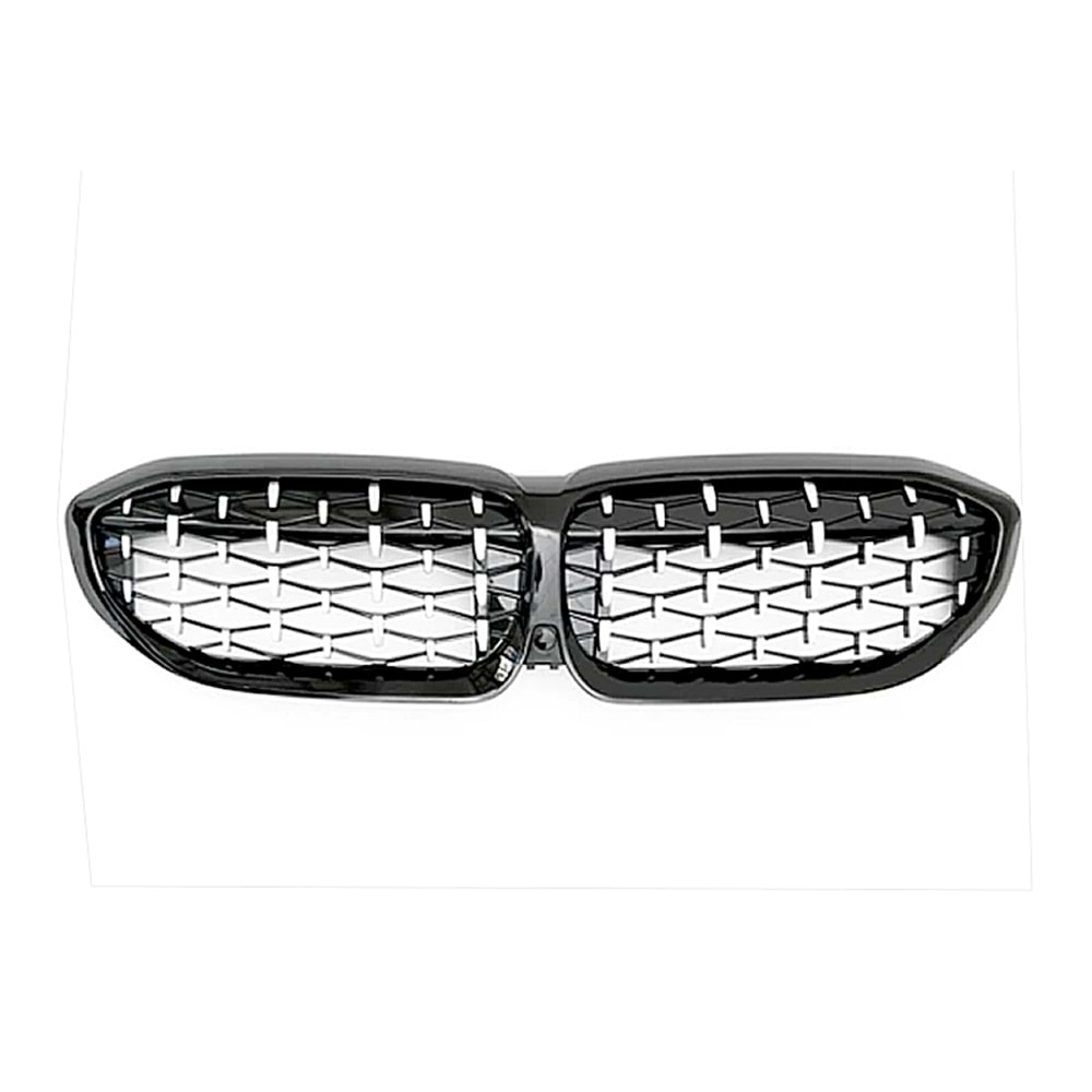 BMW G20 2019+ - Panjur Diamond Stil, Piano Black Çerçeve İç Krom Şerit ABS Set