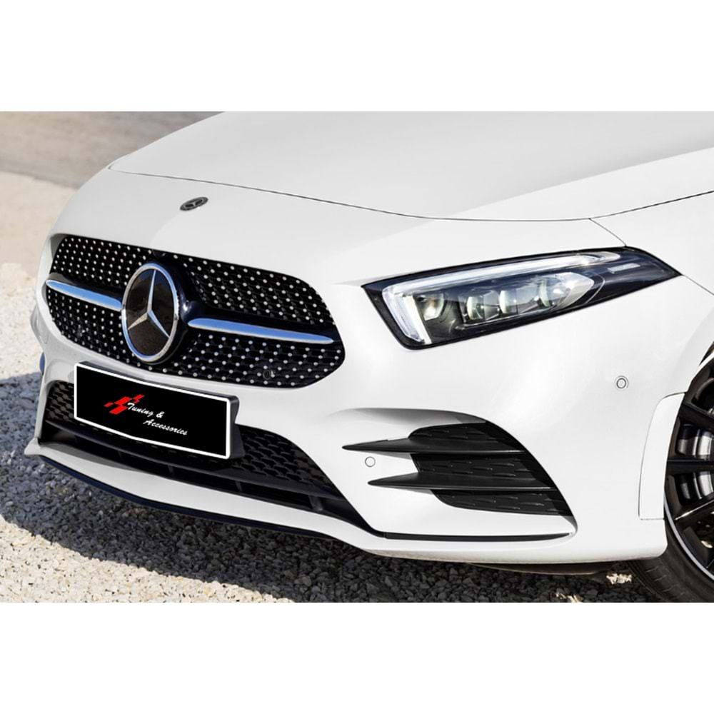 M. Benz W177 2018+ - Panjur Diamond Stil, Piano Black Üst Şerit Krm. İç Yüzey ABS Set