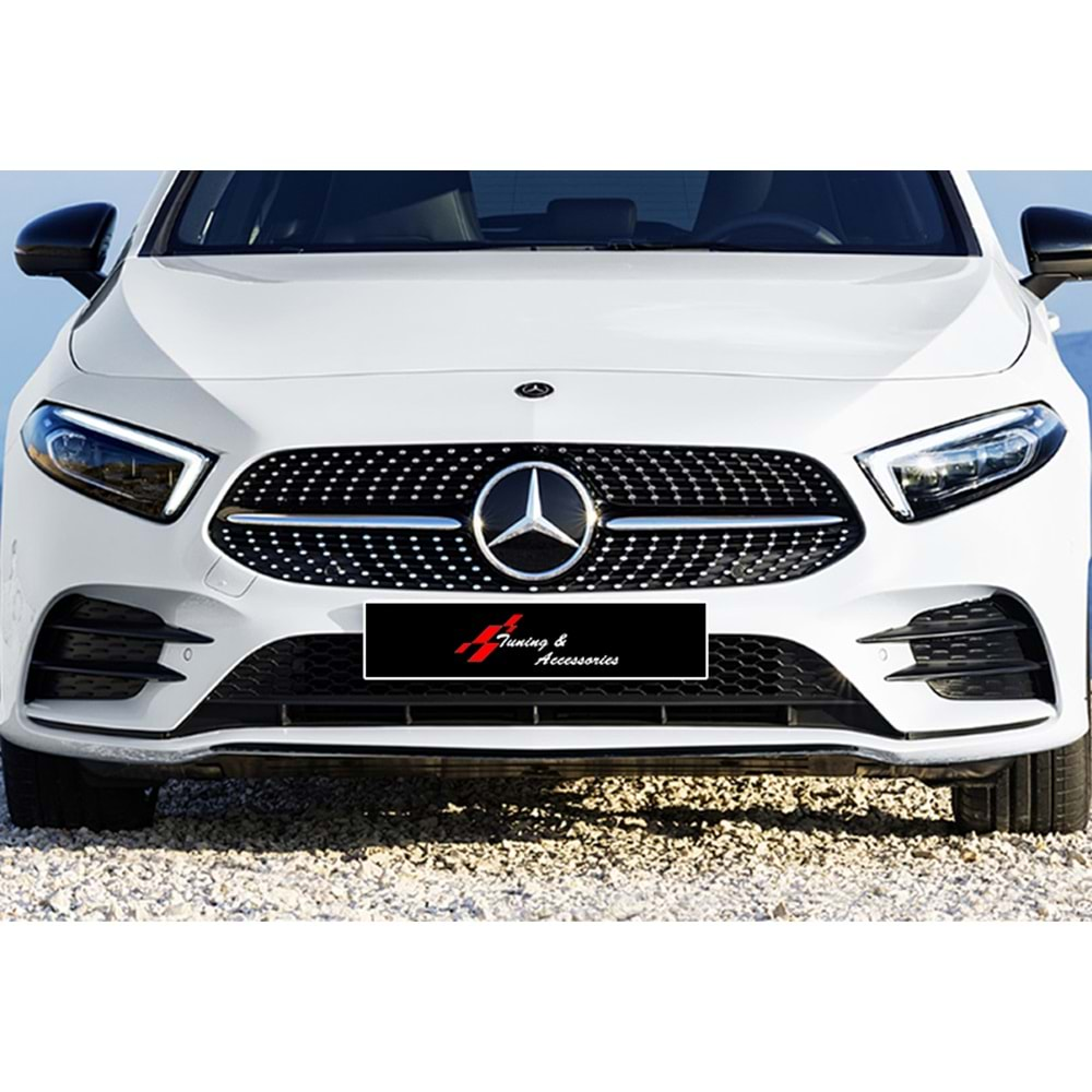 M. Benz W177 2018+ - Panjur Diamond Stil, Piano Black Üst Şerit Krm. İç Yüzey ABS Set