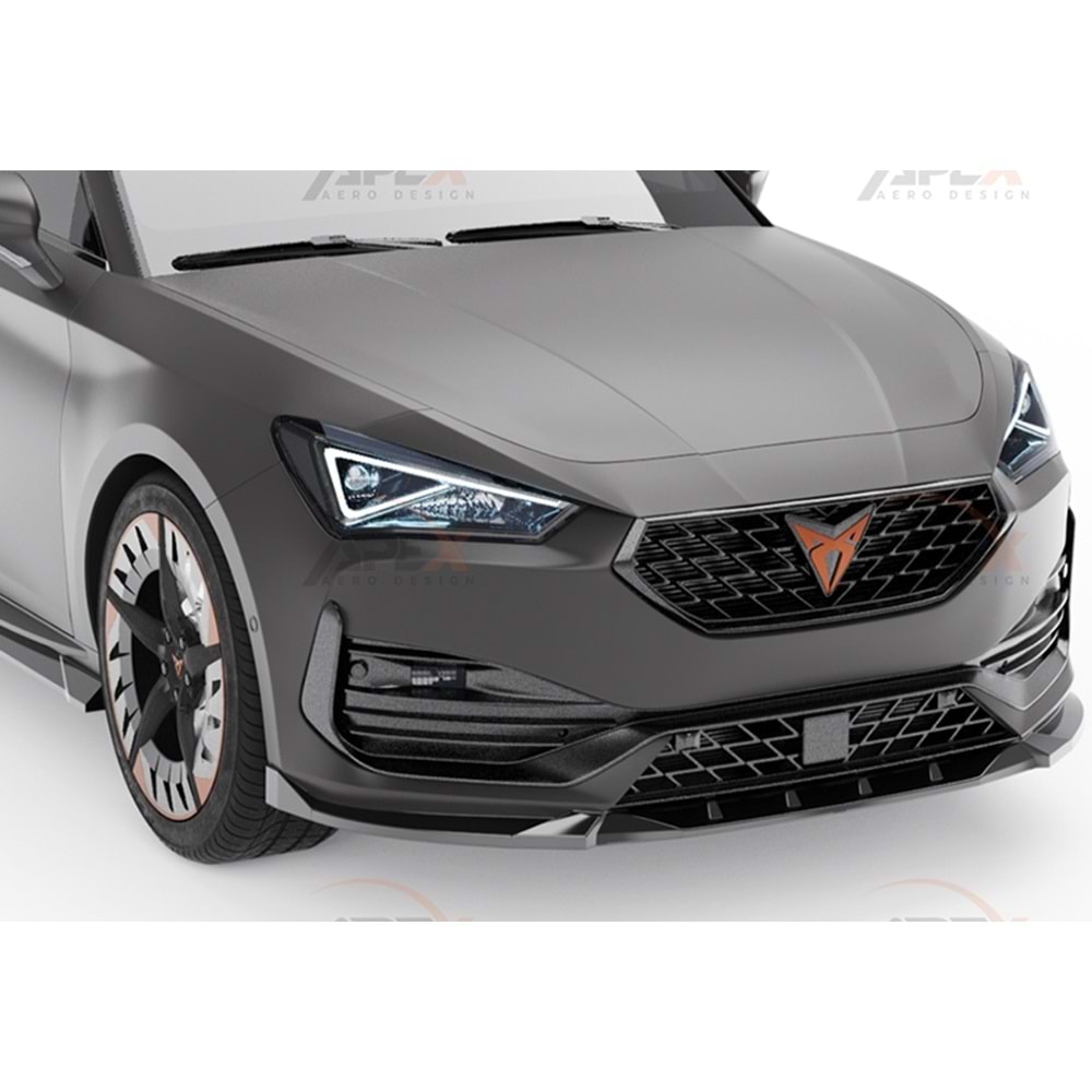 Seat Cupra Leon Mk1 2020+ - Tampon Lipi/Ön, A Pex Cupra V1 Style, Piano Black Parlak Ürün Yüzeyi, Vakum