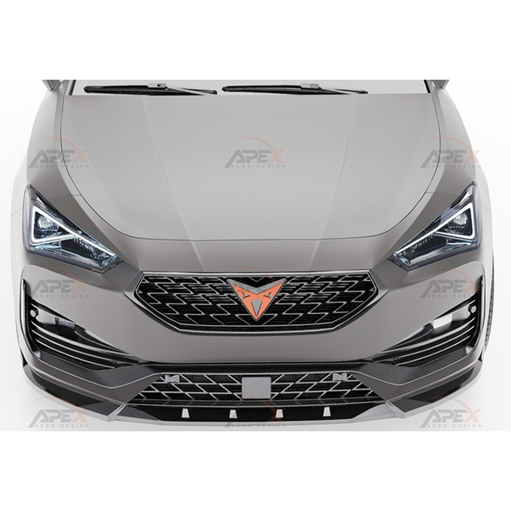 Seat Cupra Leon Mk1 2020+ - Tampon Lipi/Ön, A Pex Cupra V1 Style, Piano Black Parlak Ürün Yüzeyi, Vakum