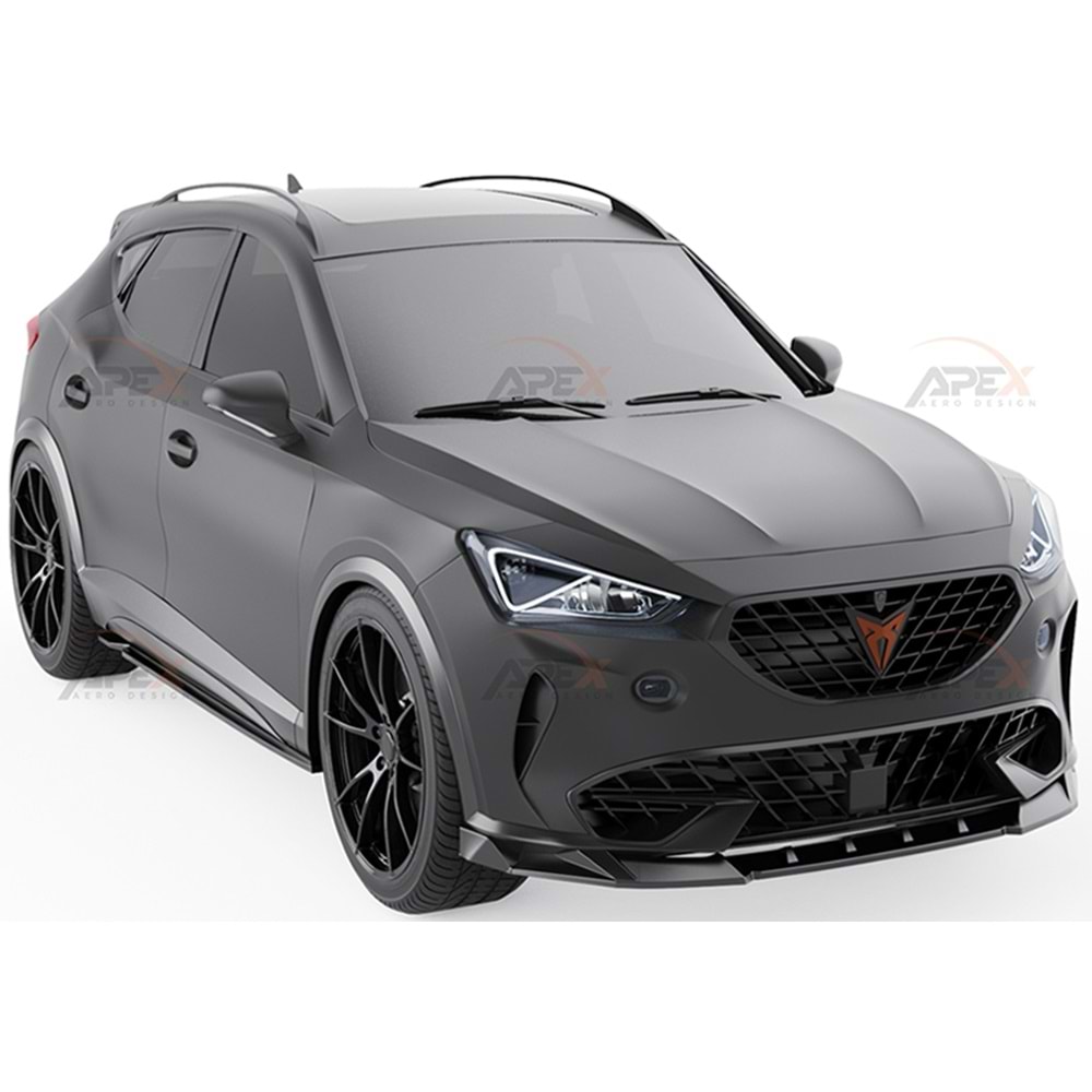 Seat Cupra Formentor Mk1 2020+ - Tampon Lipi/Ön, A Pex Cupra V1 Stil, Piano Black Parlak Ürün Yüzeyi, Vakum
