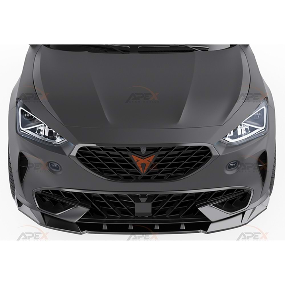 Seat Cupra Formentor Mk1 2020+ - Tampon Lipi/Ön, A Pex Cupra V1 Stil, Piano Black Parlak Ürün Yüzeyi, Vakum