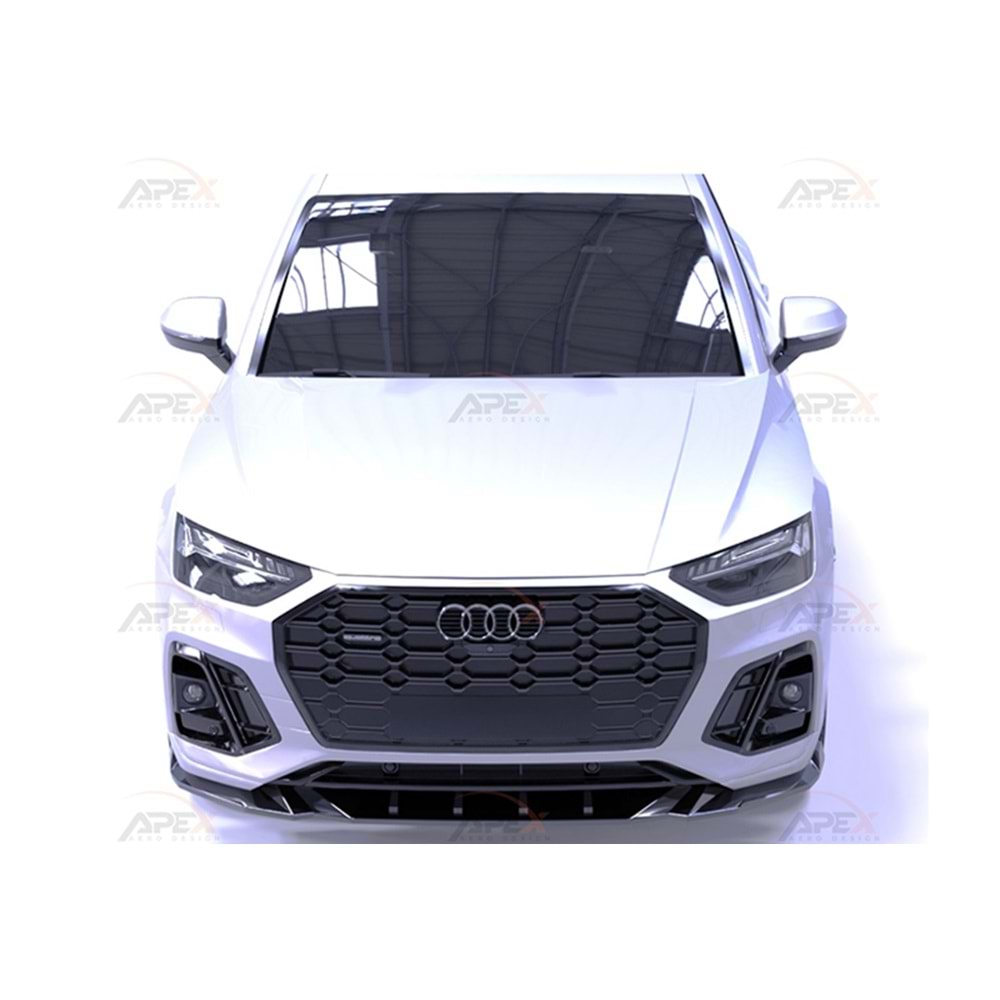 Audi Q5 S Mk2 FL 2021+ - Tampon Lipi/Ön, A Pex S/S Line V1 Stil, Piano Black Parlak Ürün Yüzeyi, Vakum