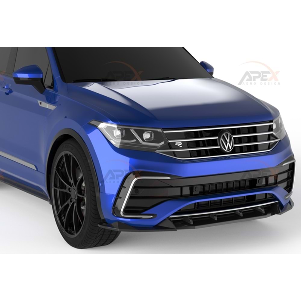 VW Tiguan Mk2 FL 2020+ - Tampon Lipi/Ön, A Pex R/R Line V1 Stil, Piano Black Parlak Ürün Yüzeyi, Vakum