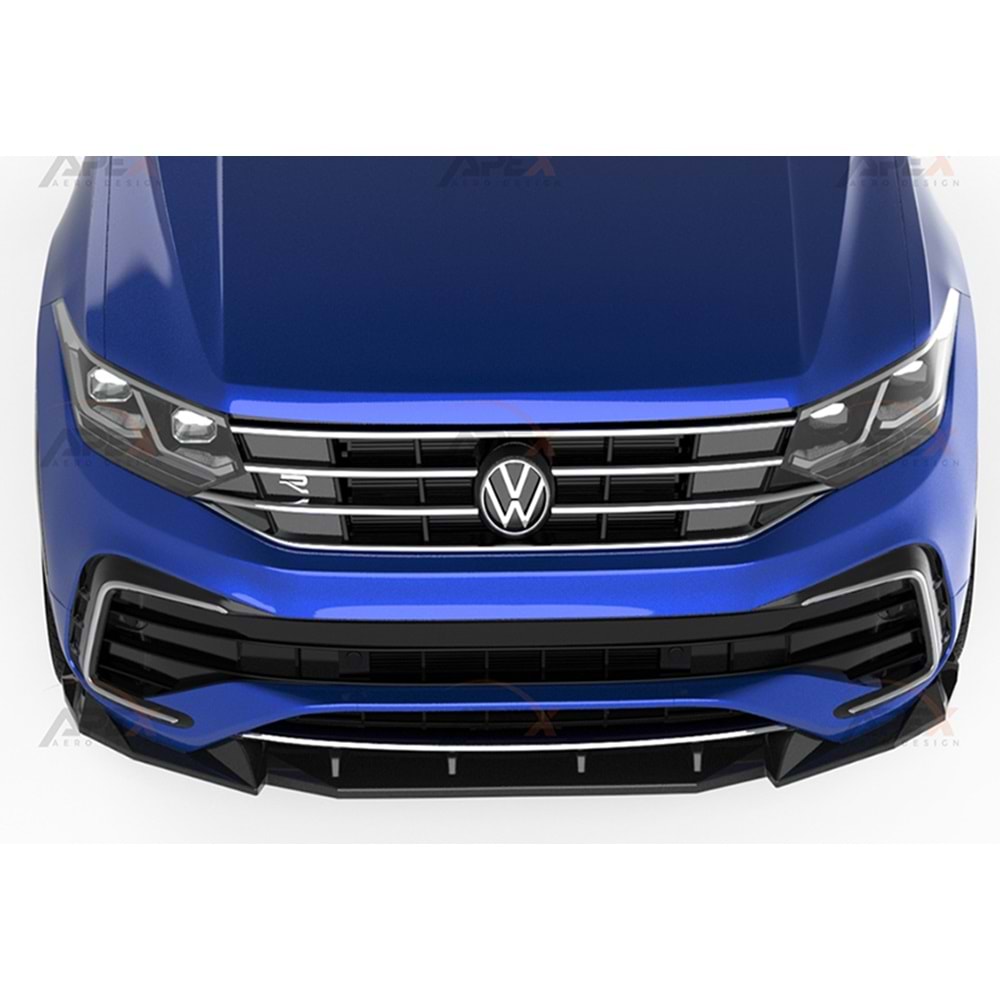 VW Tiguan Mk2 FL 2020+ - Tampon Lipi/Ön, A Pex R/R Line V1 Stil, Piano Black Parlak Ürün Yüzeyi, Vakum