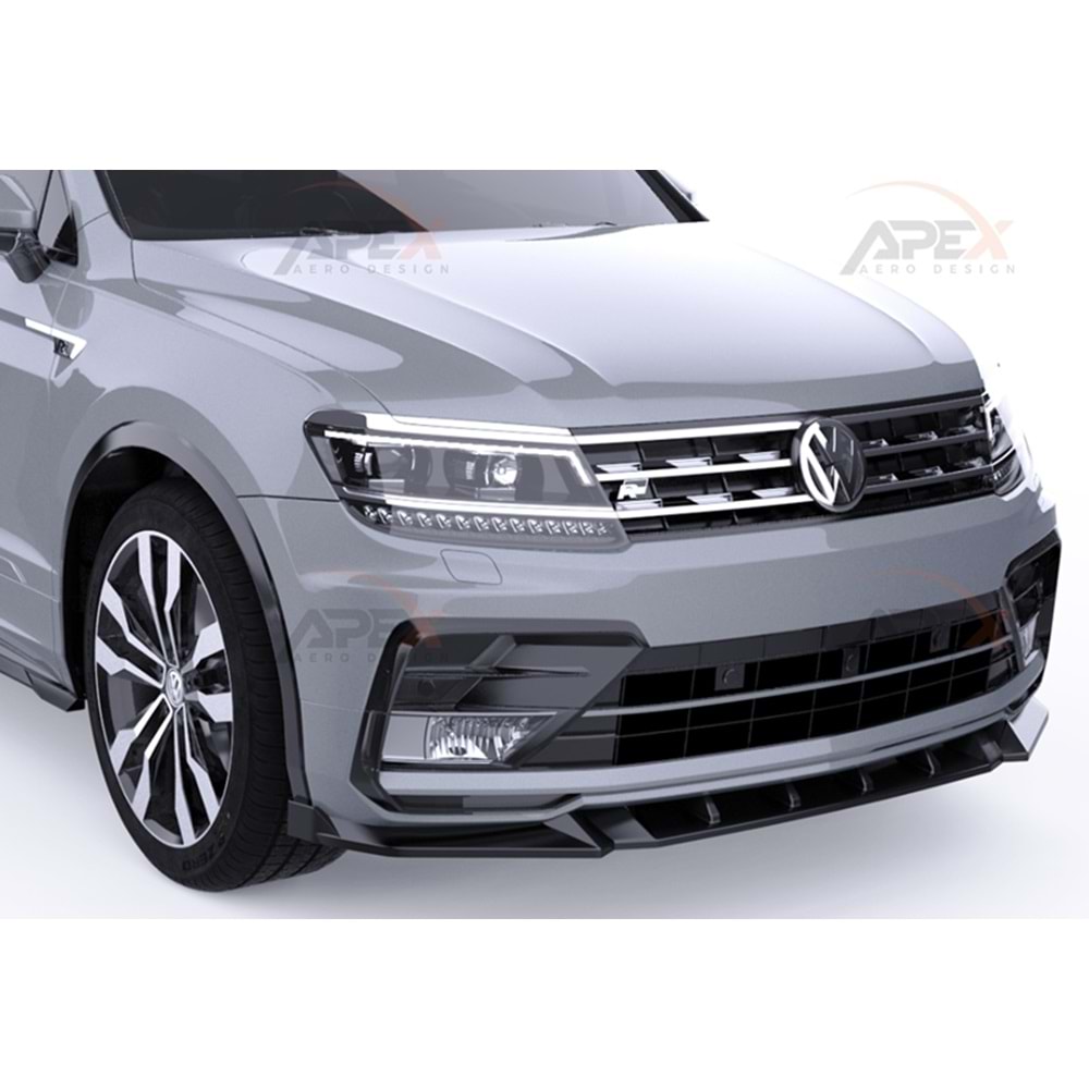 VW Tiguan Mk2 2016+ - Tampon Lipi/Ön, A Pex R/R Line V1 Stil, Piano Black Parlak Ürün Yüzeyi, Vakum