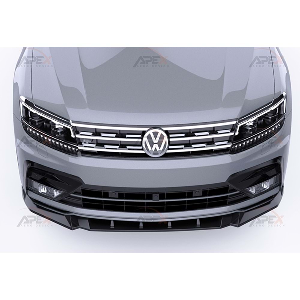 VW Tiguan Mk2 2016+ - Tampon Lipi/Ön, A Pex R/R Line V1 Stil, Piano Black Parlak Ürün Yüzeyi, Vakum