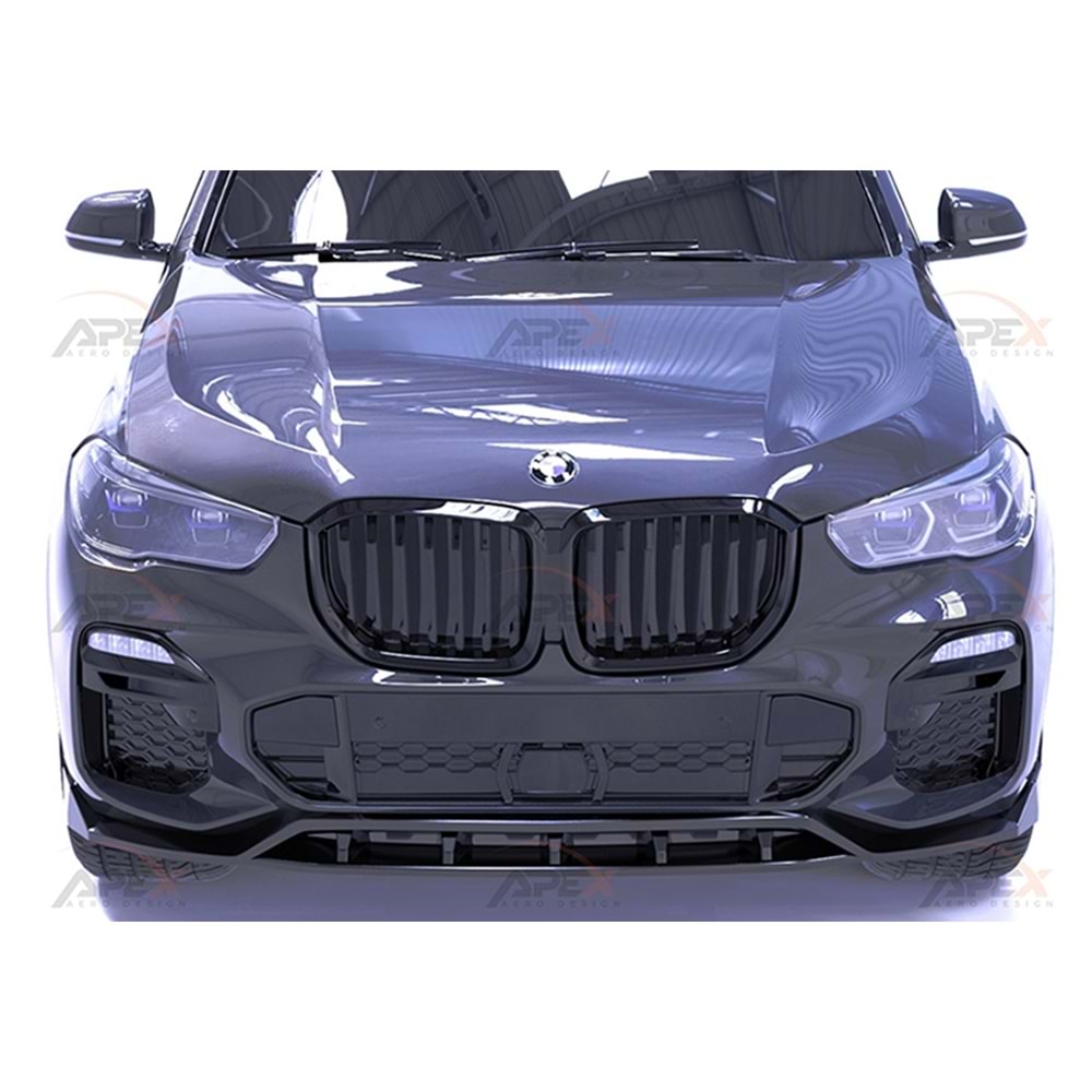 BMW G05 2019+ - Tampon Lip/Ön, A Pex X5M Sport V1 Stil, Piano Black Parlak Ürün Yüzeyi, Vakum