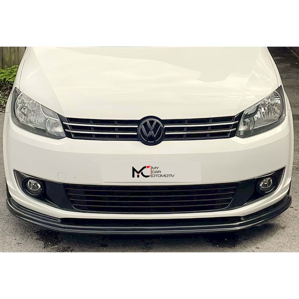 VW Caddy Mk3 FL1 2010+ - Ön Lip A Plus+ V1 Standart Stil, Piano Black Parlak Ürün Yüzeyi Vkm.