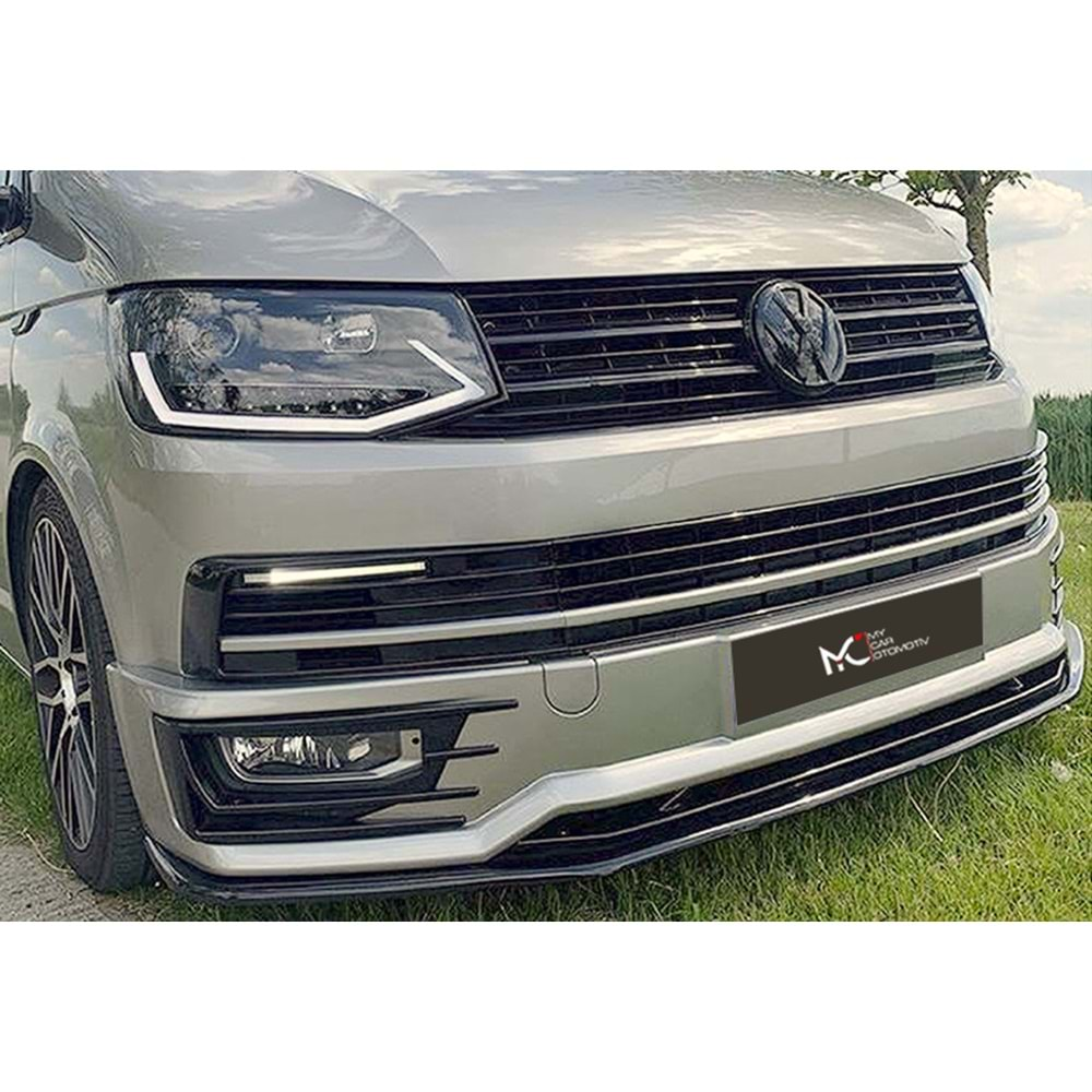 VW Transporter T6.1 2016+ - Ön Lip A Plus+ Sportline V1 Stil, Piano Black Parlak Ürün Yüzeyi, Vkm.