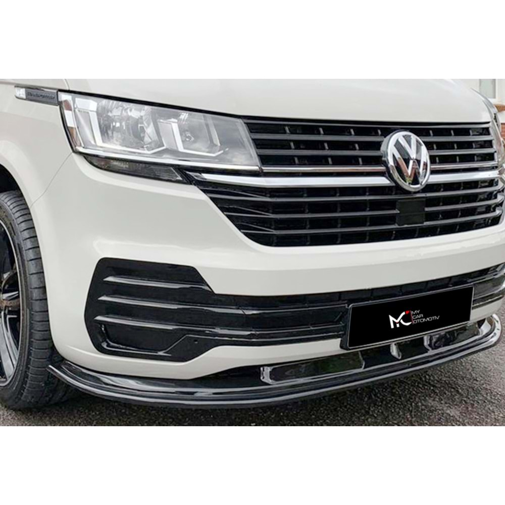 VW Transporter T6.2 2019+ - Ön Lip A Plus+ Standart V1 Stil, Piano Black Parlak Ürün Yüzeyi, Vkm.