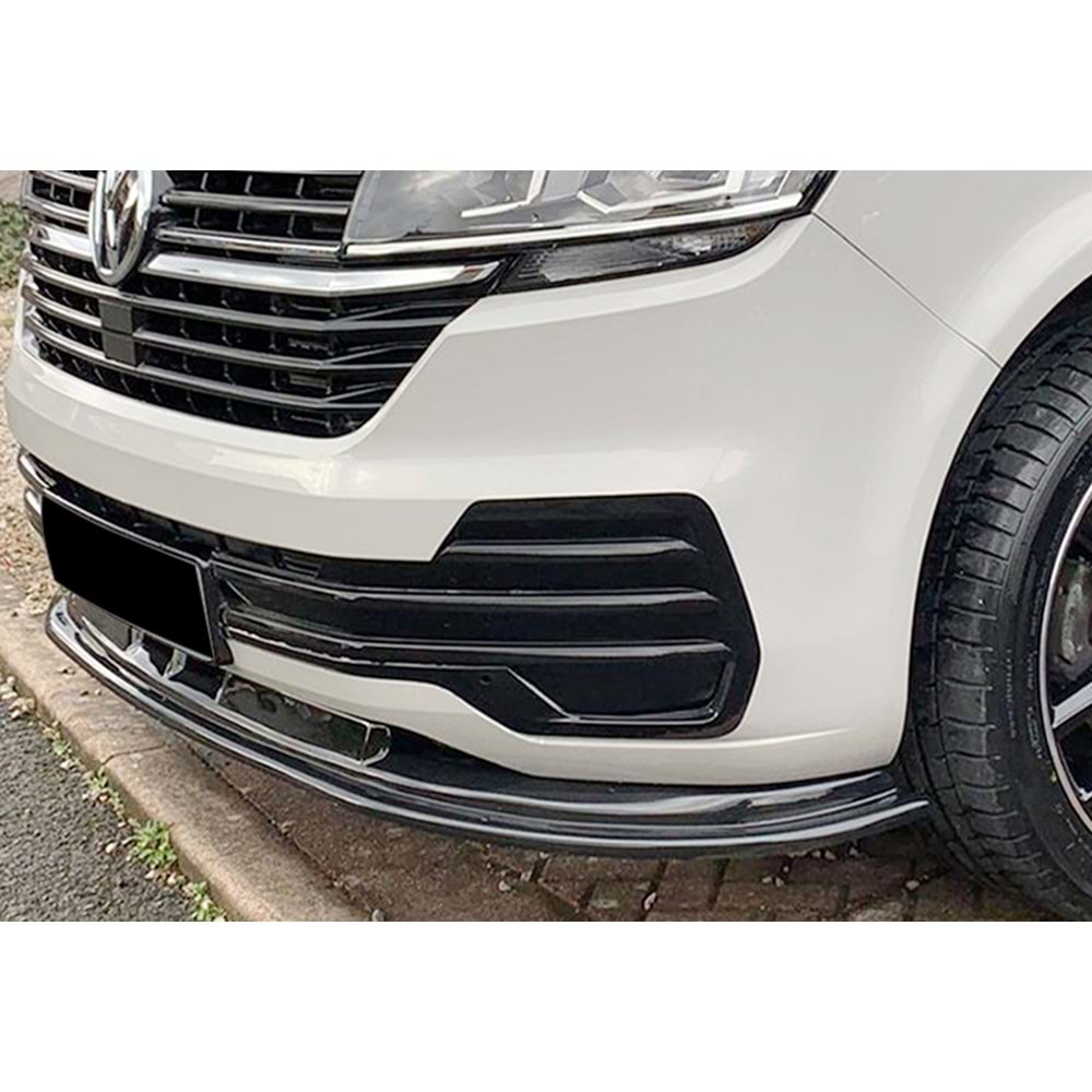 VW Transporter T6.2 2019+ - Ön Lip A Plus+ Standart V1 Stil, Piano Black Parlak Ürün Yüzeyi, Vkm.