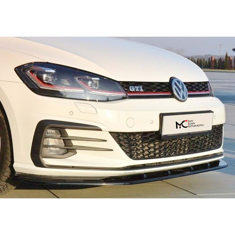 VW Golf Mk7 FL 2017+ - Ön Lip Max A Plus+ GTI V1 Stil, Piano Black Parlak Ürün Yüzeyi, Vkm.