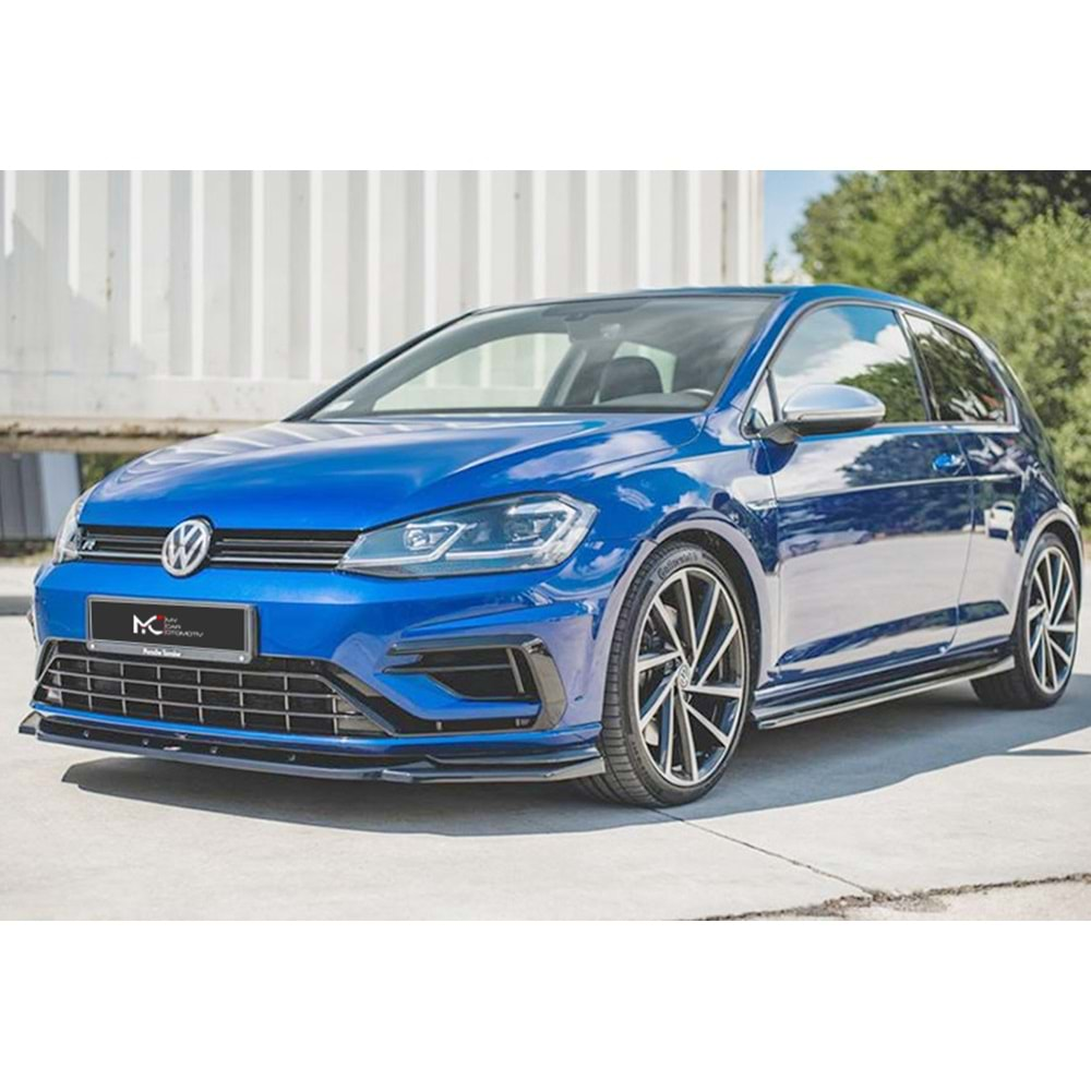 VW Golf Mk7 FL 2017+ - Ön Lip Max A Plus+ R V9 Stil, Piano Black Parlak Ürün Yüzeyi, Vkm.