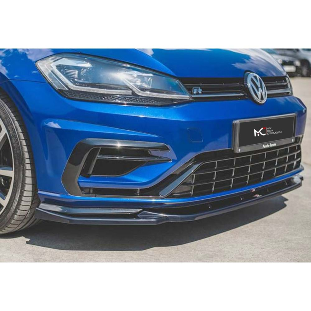 VW Golf Mk7 FL 2017+ - Ön Lip Max A Plus+ R V9 Stil, Piano Black Parlak Ürün Yüzeyi, Vkm.