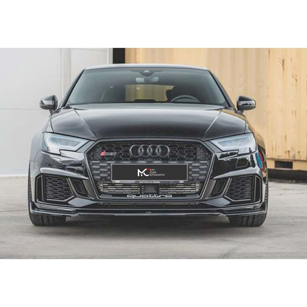 Audi A3 RS3 8V FL 2017+ - Ön Lip Max A Plus+ RS3 V2 Stil, Piano Black Parlak Ürün Yüzeyi Vkm.