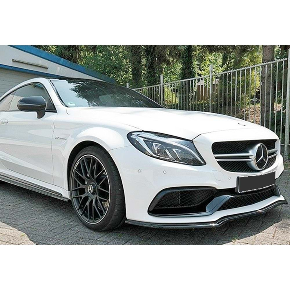 M. Benz C205 2015+ - Ön Lip Max A Plus+ C63 AMG V1 Stil, Piano Black Parlak Ürün Yüzeyi, Vkm.