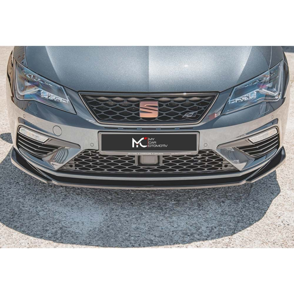 Seat Leon Mk3 FL 2017+ - Ön Lip Max Cupra FR A Plus+ V5 Stil, Piano Black Parlak Ürün Yüzeyi, Vkm.