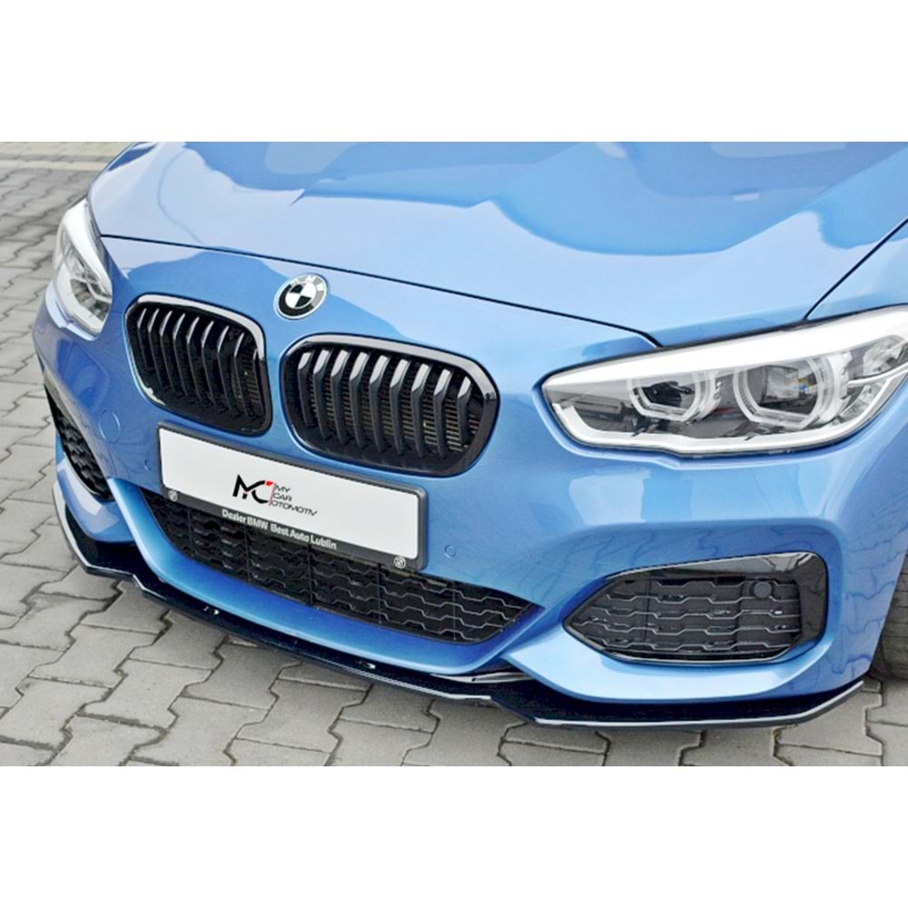 BMW F20 LCI 2015+ - Ön Lip A Plus+ M Power V1 Stil, Piano Black Parlak Ürün Yüzeyi, Vkm.