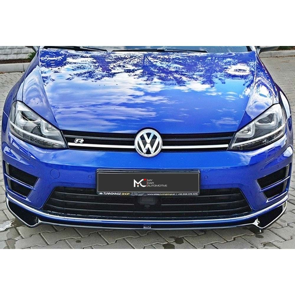 VW Golf Mk7 2012+ - Ön Lip Max A Plus+ R/R Line Design V2 Stil, Piano Black Parlak Ürün Yüzeyi, Vkm.